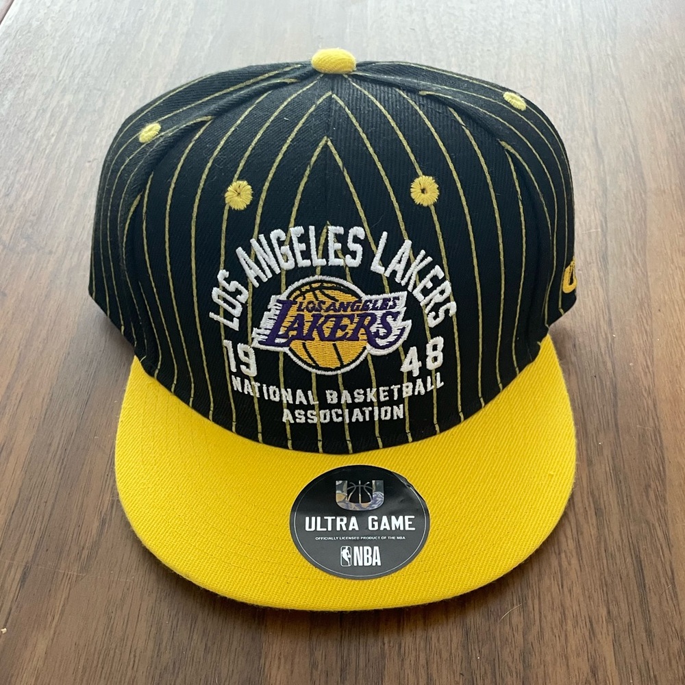 LA Lakers pinstripe flat brim SnapBack hat